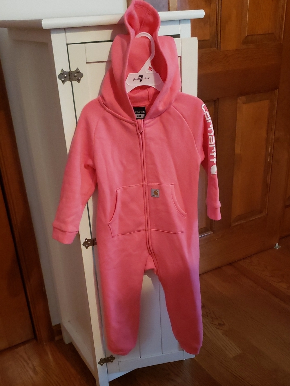 Carhartt Kids Pink Hooded Zipper Footed One-Piece